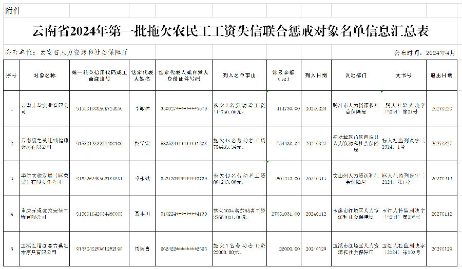 云南省2024年第一批拖欠农民工工资失信联合惩戒对象名单信息汇总表.png